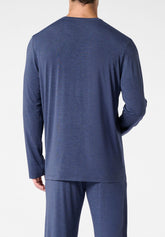 Long Pyjamas in Stretch Modal X-Touch - Blue Mélange - 4030 blu melange | Perofil