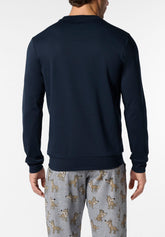 Pigiama Lungo Girocollo in Cotone Invernale Fantasia Lupo - Blu - 0023 blu | Perofil