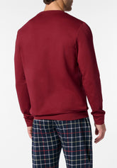 Pigiama Lungo Girocollo in Cotone con Stampa Check - Cherry - 0835 cherry | Perofil