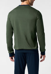 Pigiama Lungo Serafino in Cotone Basic - Verde - 6010 verde | Perofil