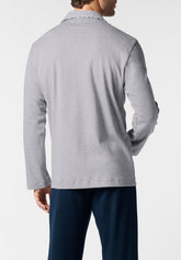 Pigiama Lungo Aperto con Collo in Caldo Cotone Basic - Grigio Melange - 0041 grigio melange | Perofil