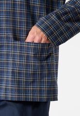 Pigiama Lungo Aperto con Collo in Popeline di Cotone Camiceria - Fantasia Quadro Blu - 2109 quadro blu/blu | Perofil