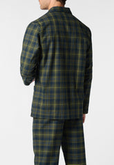 Pigiama Lungo Aperto con Collo in Flanella con Fantasia Check - Fantasia Quadro Verde - 6011 quadro verde | Perofil