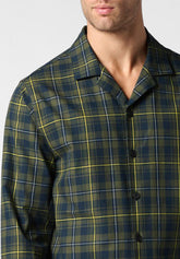 Pigiama Lungo Aperto con Collo in Flanella con Fantasia Check - Fantasia Quadro Verde - 6011 quadro verde | Perofil