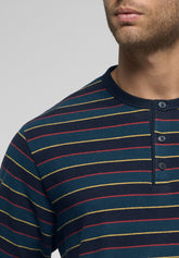 Pigiama Lungo collo serafino Punto Milano Soft Cotton - Fantasia Righe e Blu - 2047 riga/blu | Perofil