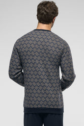 Long Winter Pyjamas in Punto Milano - Safari and Blue - 2048 intrecciato safari/blu | Perofil