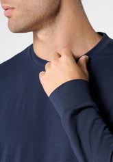 Pigiama Lungo Girocollo in Cotone - Blu e Fantasia Spiaggia Blu - 2084 blu/st.beach blu | Perofil