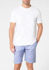 Pigiama Corto Girocollo in Cotone - Bianco e Fantasia Geometrica - 2068 bianco/st.geometrica | Perofil