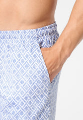 Pigiama Corto Girocollo in Cotone - Bianco e Fantasia Geometrica - 2068 bianco/st.geometrica | Perofil