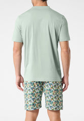 Pigiama Corto Girocollo in Cotone - Acquamarina e Fantasia Tropicale - 2089 acquamarina/st.tropicale | Perofil