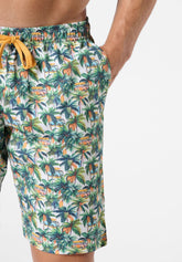 Pigiama Corto Girocollo in Cotone - Acquamarina e Fantasia Tropicale - 2089 acquamarina/st.tropicale | Perofil