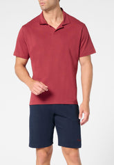 Pigiama Corto Polo in Cotone - Sangria e Blu - 2078 sangria/blu | Perofil