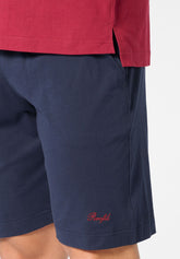 Pigiama Corto Polo in Cotone - Sangria e Blu - 2078 sangria/blu | Perofil