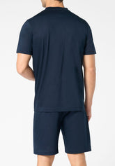 Pigiama Corto Serafino in Cotone mercerizzato - Blu - 0023 blu | Perofil