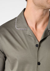 Pigiama Lungo Aperto con Collo in Cotone mercerizzato - Verde e Blu - 2101 vegetale/blu | Perofil