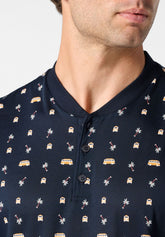 Pigiama Lungo Serafino in Cotone mercerizzato Stampa - Fantasia Van Blu e Blu - S274 st.van blu/blu | Perofil