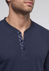 Pigiama Lungo collo serafino in Cotone Invernale - Blu - 0023 blu | Perofil