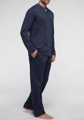 Pigiama Lungo collo serafino in Cotone Invernale - Blu - 0023 blu | Perofil