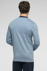 Pigiama Lungo collo serafino in Cotone Invernale - Ghiaccio e Blu - 3946 ghiaccio/blu | Perofil