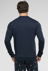 Pigiama Lungo Girocollo in Caldo Cotone - Blu e Fantasia Natale - 4366 blu/st.natale | Perofil