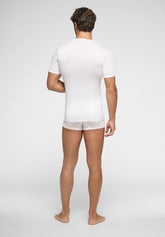 Maglietta Scollo a V in Filo di Scozia Costina - Bianco - 0020 bianco | Perofil