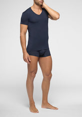 Maglietta Scollo a V profondo in Modal elasticizzato X-Touch - Blu - 0023 blu | Perofil