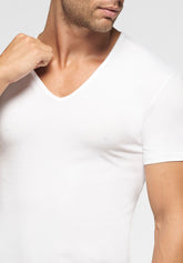Maglietta Scollo a V profondo in Cotone elasticizzato 4Seasons - Bianco - 0020 bianco | Perofil