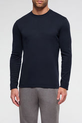 Maglia Manica Lunga Girocollo in Caldo Cotone Warm Fashion - Blu - 0023 blu | Perofil