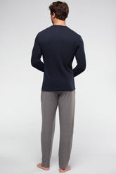 Maglia Manica Lunga Girocollo in Caldo Cotone Warm Fashion - Blu - 0023 blu | Perofil