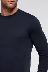 Maglia Manica Lunga Girocollo in Caldo Cotone Warm Fashion - Blu - 0023 blu | Perofil