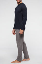 Maglia Manica Lunga Girocollo in Caldo Cotone Warm Fashion - Blu - 0023 blu | Perofil