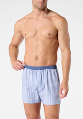 Boxer in Popeline di Cotone - Fantasia Regimental Denim - 2148 regimental denim | Perofil