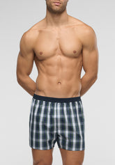Boxer in Popeline di Cotone - Fantasia Check Blu - 6073 check blu | Perofil