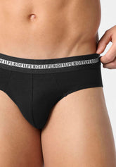 Slip Mini in Cotone Elasticizzato Logo Match Bipack - Nero - 0031 nero | Perofil