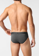 Slip Mini in Cotone Elasticizzato Logo Match Bipack - Grigio Scuro Melange - 4020 grigio melange scuro | Perofil