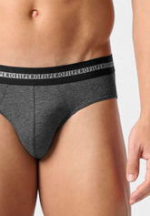 Slip Mini in Cotone Elasticizzato Logo Match Bipack - Grigio Scuro Melange - 4020 grigio melange scuro | Perofil