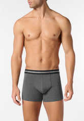 Boxer Parigamba Lungo in Cotone Elasticizzato Logo Match Bipack - Grigio Scuro Melange - 4020 grigio melange scuro | Perofil