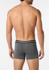 Boxer Parigamba Lungo in Cotone Elasticizzato Logo Match Bipack - Grigio Scuro Melange - 4020 grigio melange scuro | Perofil