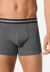 Boxer Parigamba Lungo in Cotone Elasticizzato Logo Match Bipack - Grigio Scuro Melange - 4020 grigio melange scuro | Perofil