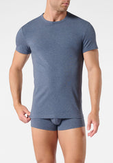 Maglietta Girocollo in Cotone Elasticizzato Match Bipack - Blu Melange - 4030 blu melange | Perofil