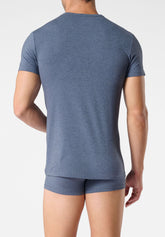Maglietta Girocollo in Cotone Elasticizzato Match Bipack - Blu Melange - 4030 blu melange | Perofil