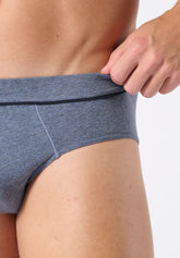 Slip Medio in Cotone Elasticizzato Match Tripack - Blu Melange - 4030 blu melange | Perofil