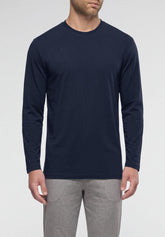 Maglia Manica Lunga in cotone elasticizzato Dry Cotton con fibra COOLMAX® EcoMade - Blu - 0023 blu | Perofil