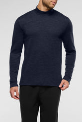 Long-Sleeve Mock Neck in Lyocell, Wool & Cotton - Blue - 0023 blu | Perofil