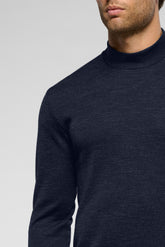 Long-Sleeve Mock Neck in Lyocell, Wool & Cotton - Blue - 0023 blu | Perofil