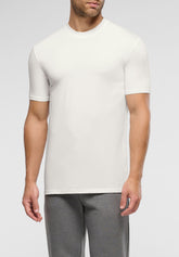 Crew Neck T-shirt in Stretch Cotton Dry Cotton with COOLMAX® EcoMade Fiber - White - 1010 off white | Perofil