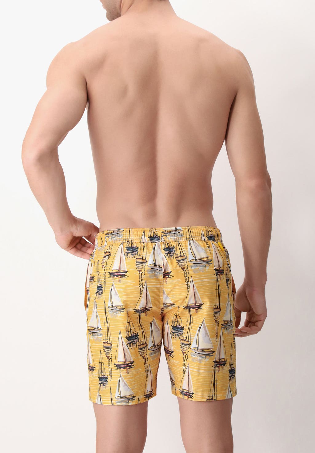 Costume Boxer Stampa Sail Fondo Giallo