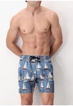 Costume Boxer Stampa Sail Fondo Denim