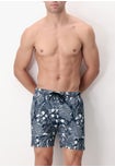Costume Boxer Stampa Tropicale Blu