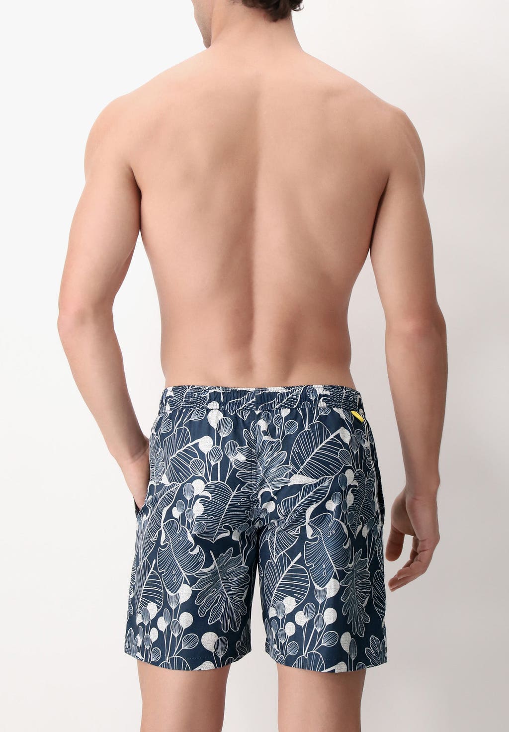 Costume Boxer Stampa Tropicale Blu